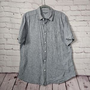 Line Of Trade Linen Blend Striped Short Sleeve Button Up Shirt Men’s Size XL